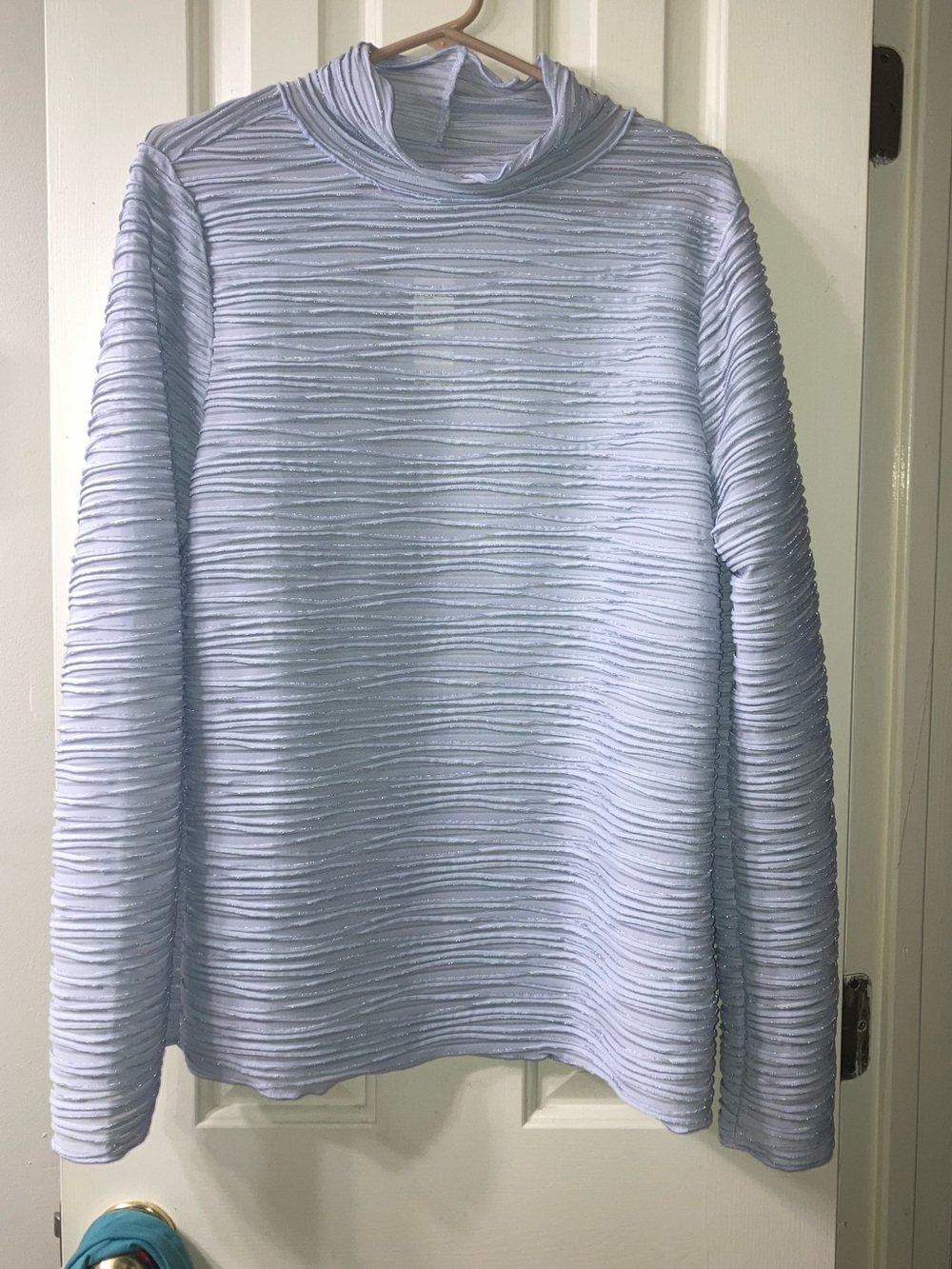 Pilcro Mock Neck Long Sleeve Silvery Ribbed Top XL NWT ($68)